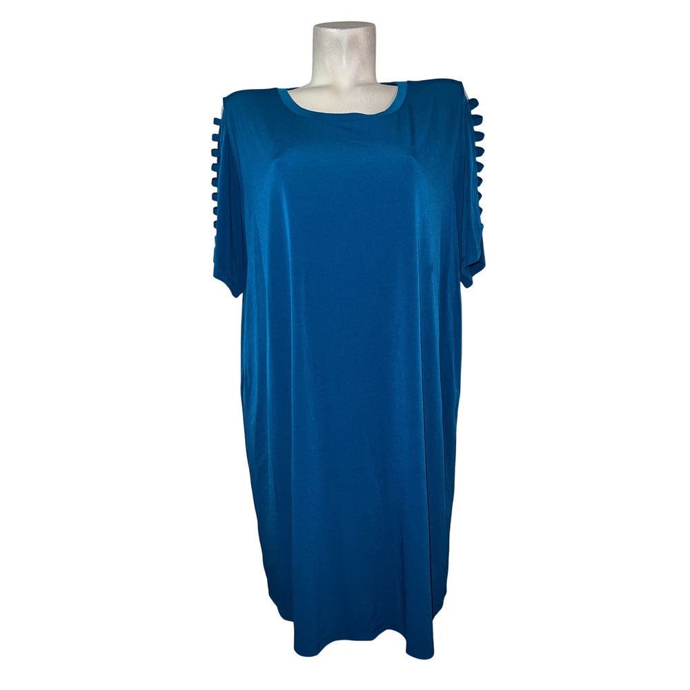 New Michael Kors Cyan Blue Ladder Cutout Sleeve Shift Dress Womens Size 2X NWT
